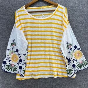 New Gaovot Sweater Pullover Girls M Medium Yellow Striped Knit Long Sleeve